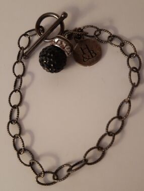 Black Swarofski Crystal Ball Charm Chain Bracelet